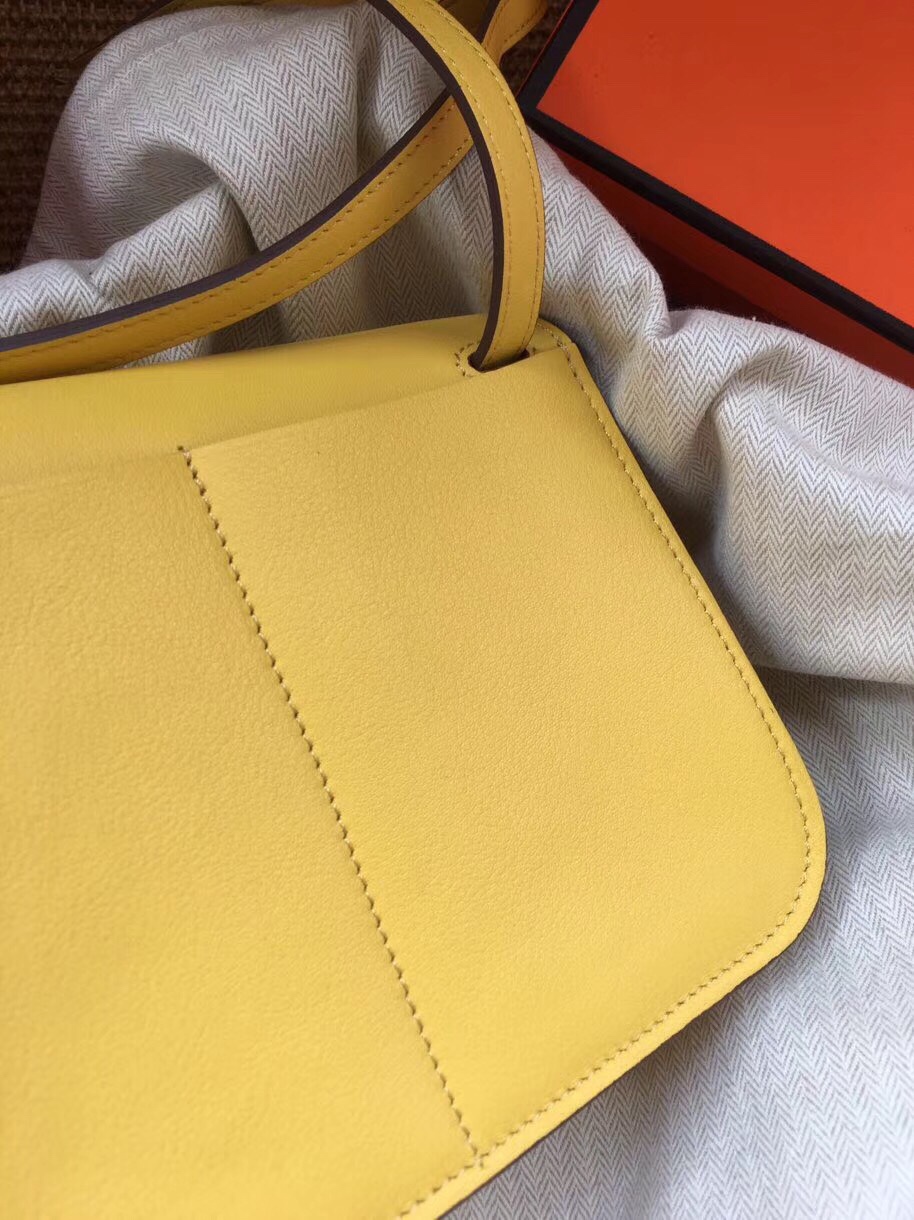 Hermes Mini Halzan 22 Handbag Shoulder Bag In Yellow Swift Leather